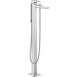 Hansgrohe Metropol Wannenarmatur, bodenstehend, Chrom mit Handbrause und Schlauch.