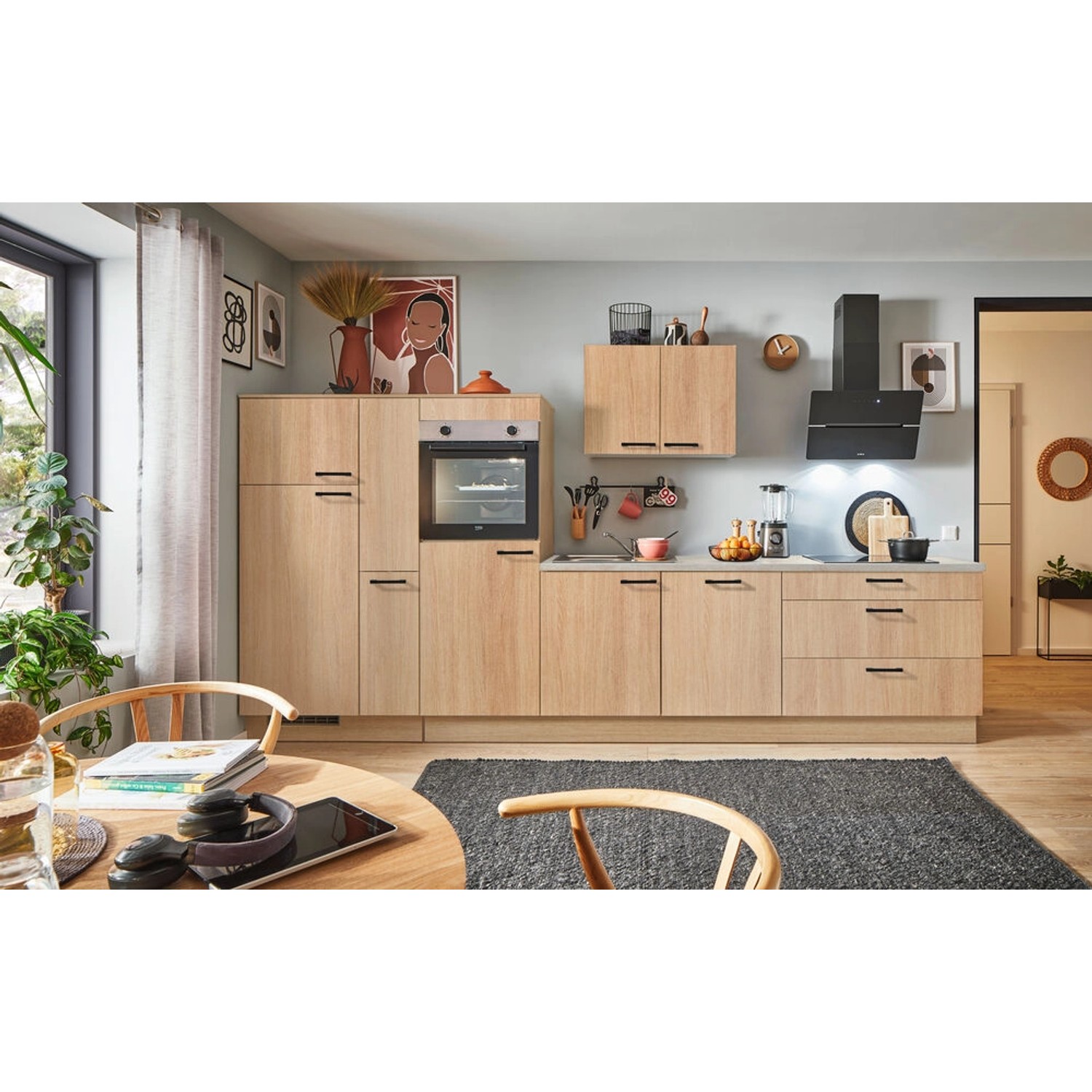 pino Küchenzeile 370 cm Eiche Aviva Anschlag,inks 1 Geräte-, 1 Apothekersch günstig online kaufen