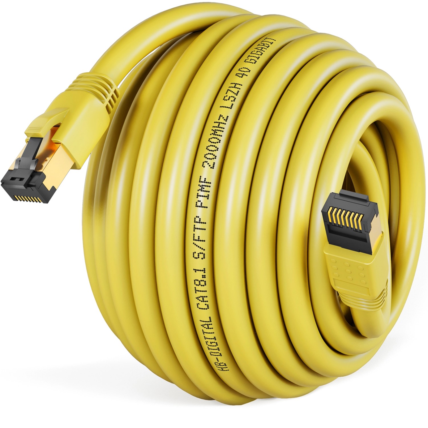 hb-digital 10m Patchkabel CAT 8.1 GHMT Zertifiziertes LAN Kabel RJ45 S/FTP PimF LSZH Gelb