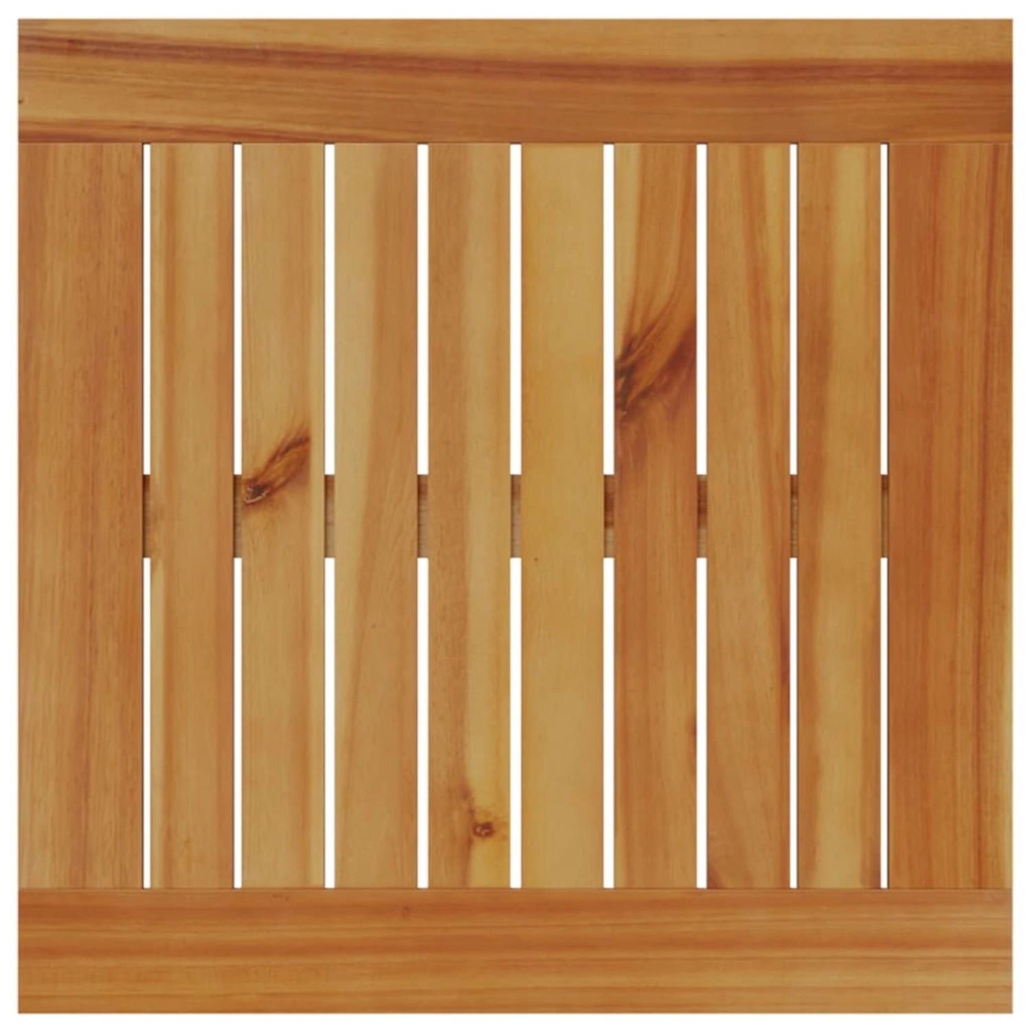 Detailansicht der Akazienholz-Tischplatte des vidaXL Gartenmöbel Sets.