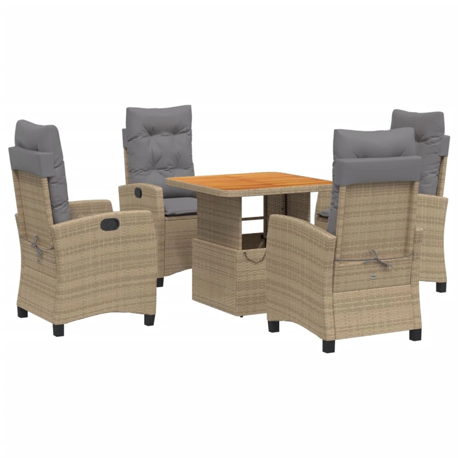 vidaXL 5-Tlg Garten-Essgruppe mit Kissen Beige Poly Rattan 3277422 günstig online kaufen