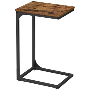 Vasagle Beistelltisch in C-Form, 62 cm, braun-schwarz, ideal für Sofa und Bett.
