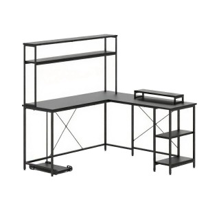 Costway L-förmiger Gaming Schreibtisch Schwarz