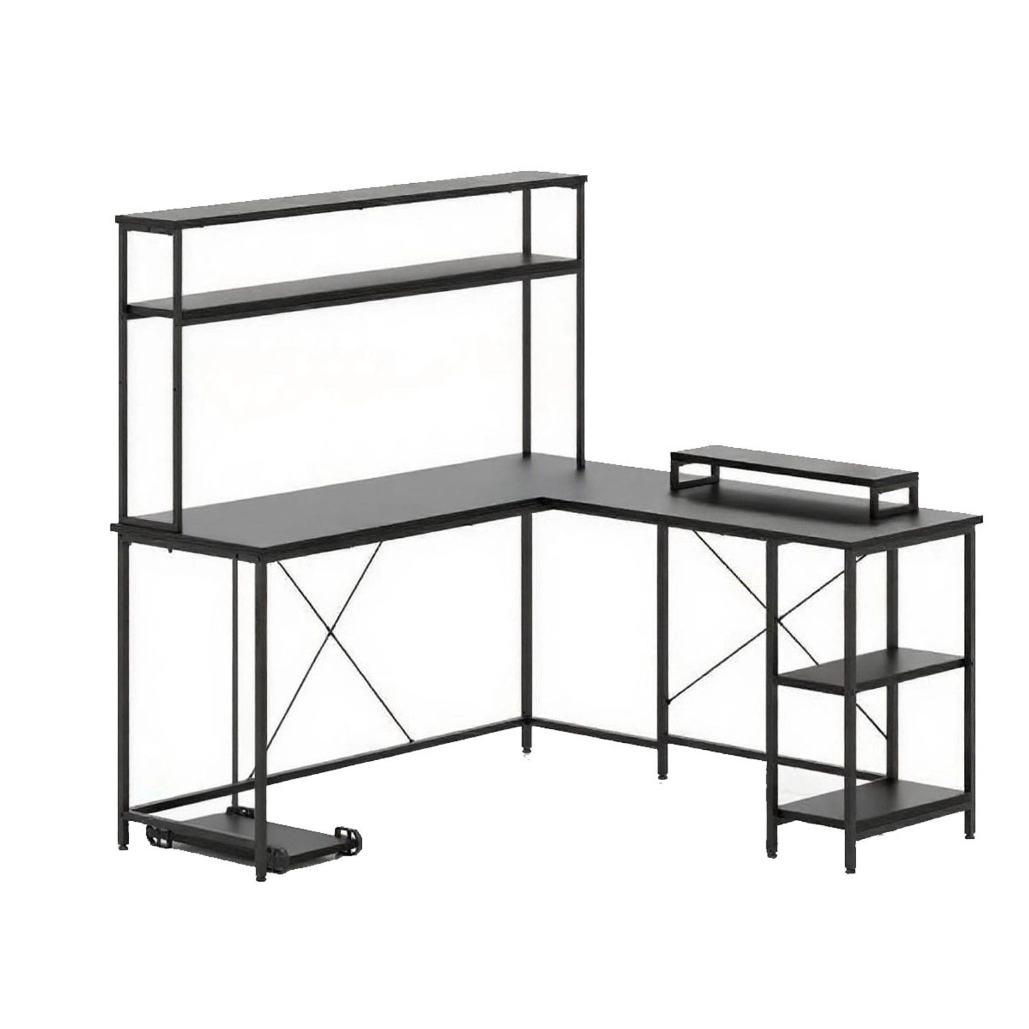 Costway L-förmiger Gaming Schreibtisch Schwarz günstig online kaufen