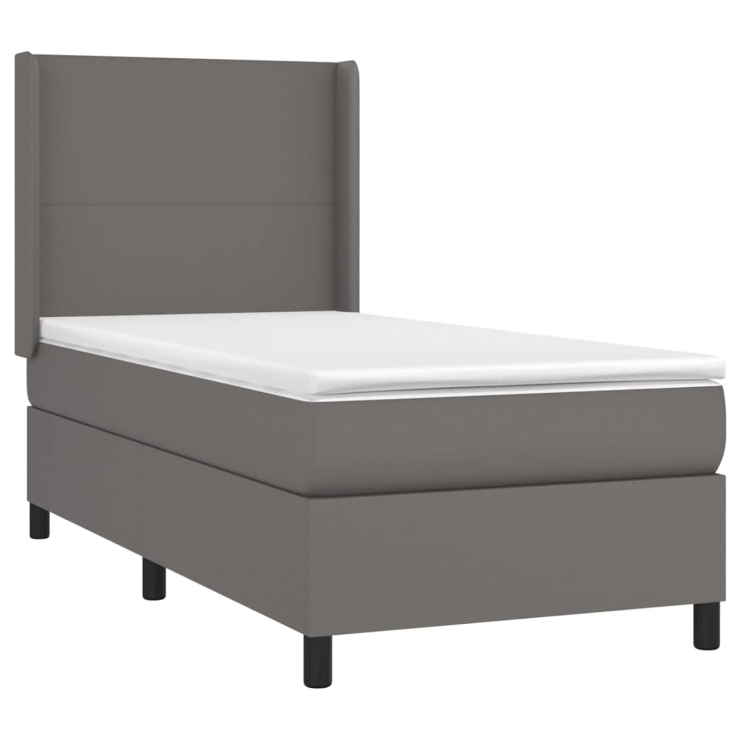 vidaXL Boxspringbett mit Matratze & LED Grau 100x200 cm Kunstleder 3139251 günstig online kaufen