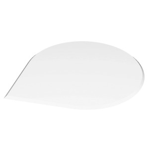 Valo Glasbodenplatte in Tropfenform, 110x110 cm, 8 mm stark, glasklar, für Kaminöfen.