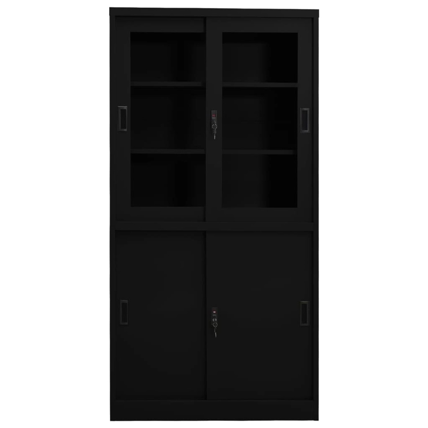 vidaXL Büroschrank mit Schiebetür Schwarz 90x40x180 cm Stahl günstig online kaufen