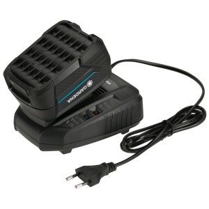 Gardena Akku-Starter-Kit mit 18V Akku und Ladegerät für Elektrowerkzeuge.