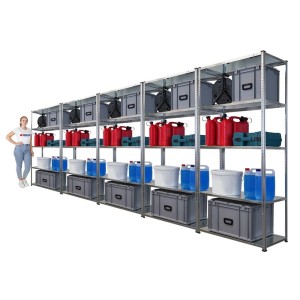 PROREGAL Mega Deal 5x Schraubregal Haldor HxBxT 180x90x40cm Fachlast 100 kg Verzinkt