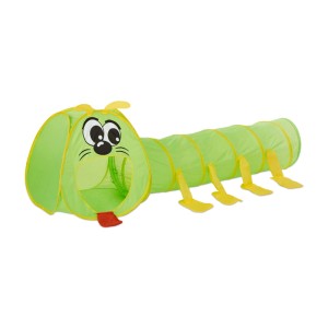 Relaxdays Krabbeltunnel Raupe Polyester Grün Pop Up 75 cm x 240 cm x 72 cm 1,3 kg