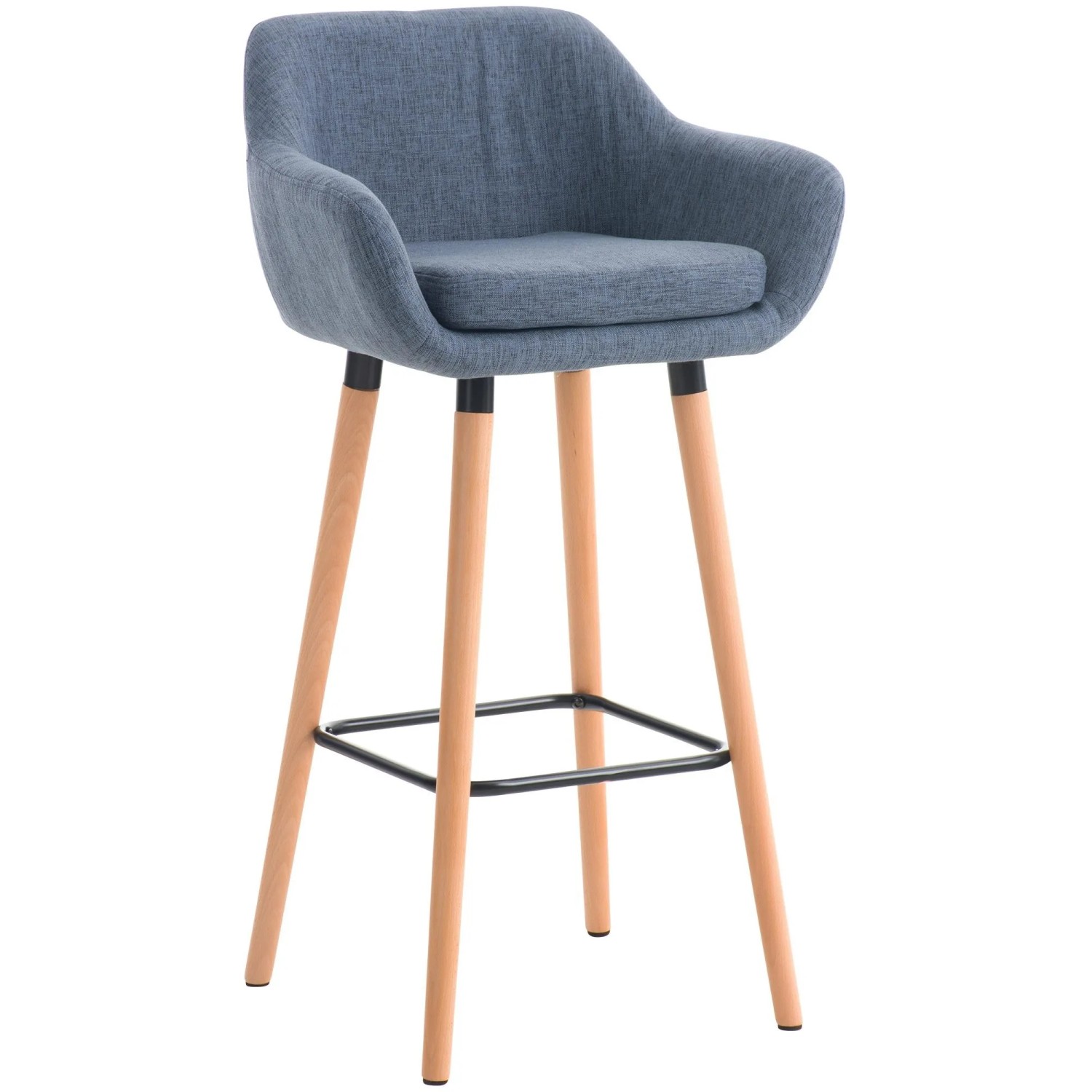 DELUKE Barhocker Mit Lehne Blau VILO Stoffbezug 99x55x46cm Barhocker Mit Lehne Tresenhocker Barstuhl Thekenhocker