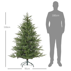 HOMCOM künstlicher Weihnachtsbaum, 150 cm hoch, mit 1724 Spitzen und Metallständer.