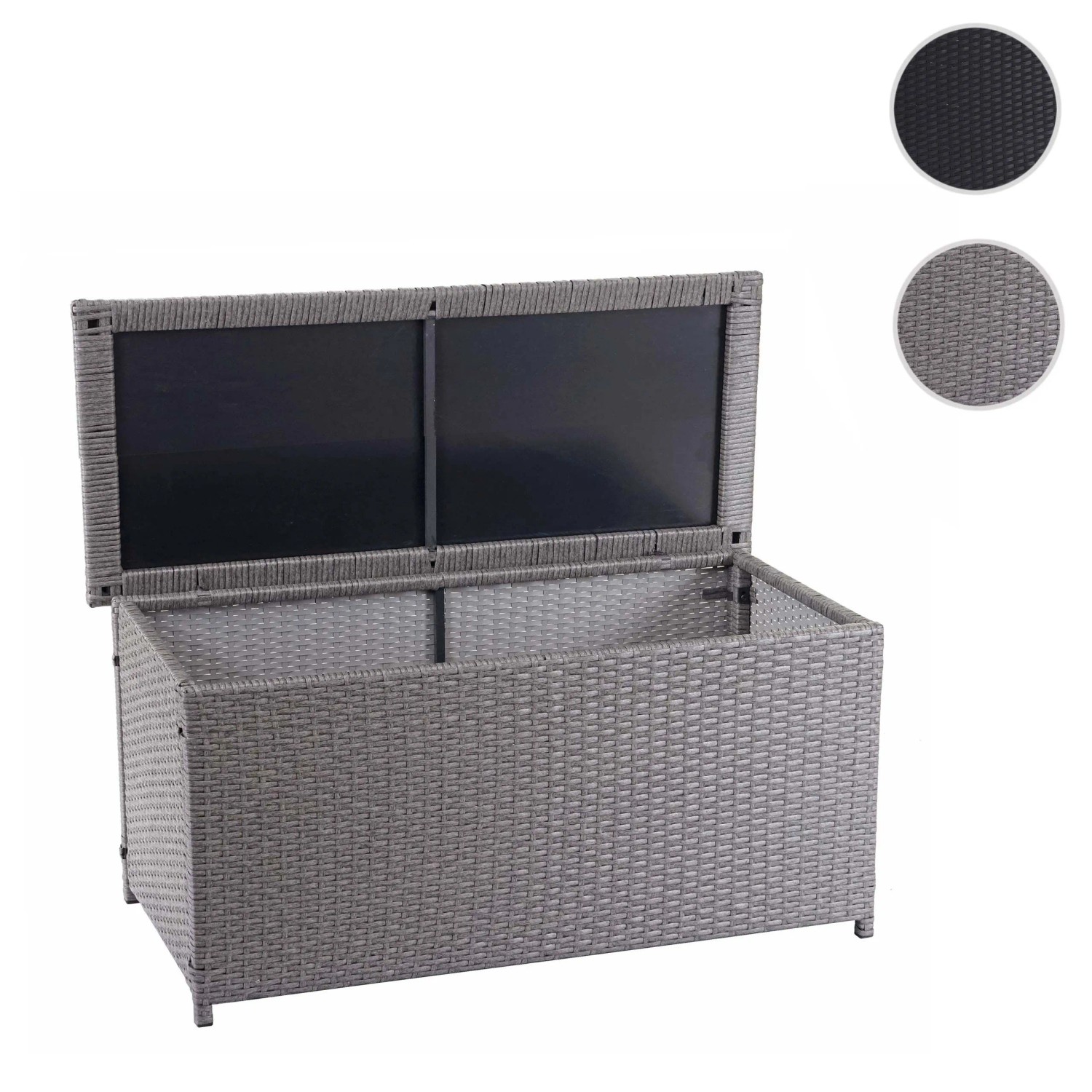 Proregal Poly-Rattan Kissenbox HxBxT 63x135x52cm Basic Grau 320L Gartentruhe Auflagenbox Truhe_7