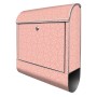 Banjado Design Briefkasten Silber mit rosa Arabesque Motiv und Zeitungsfach.