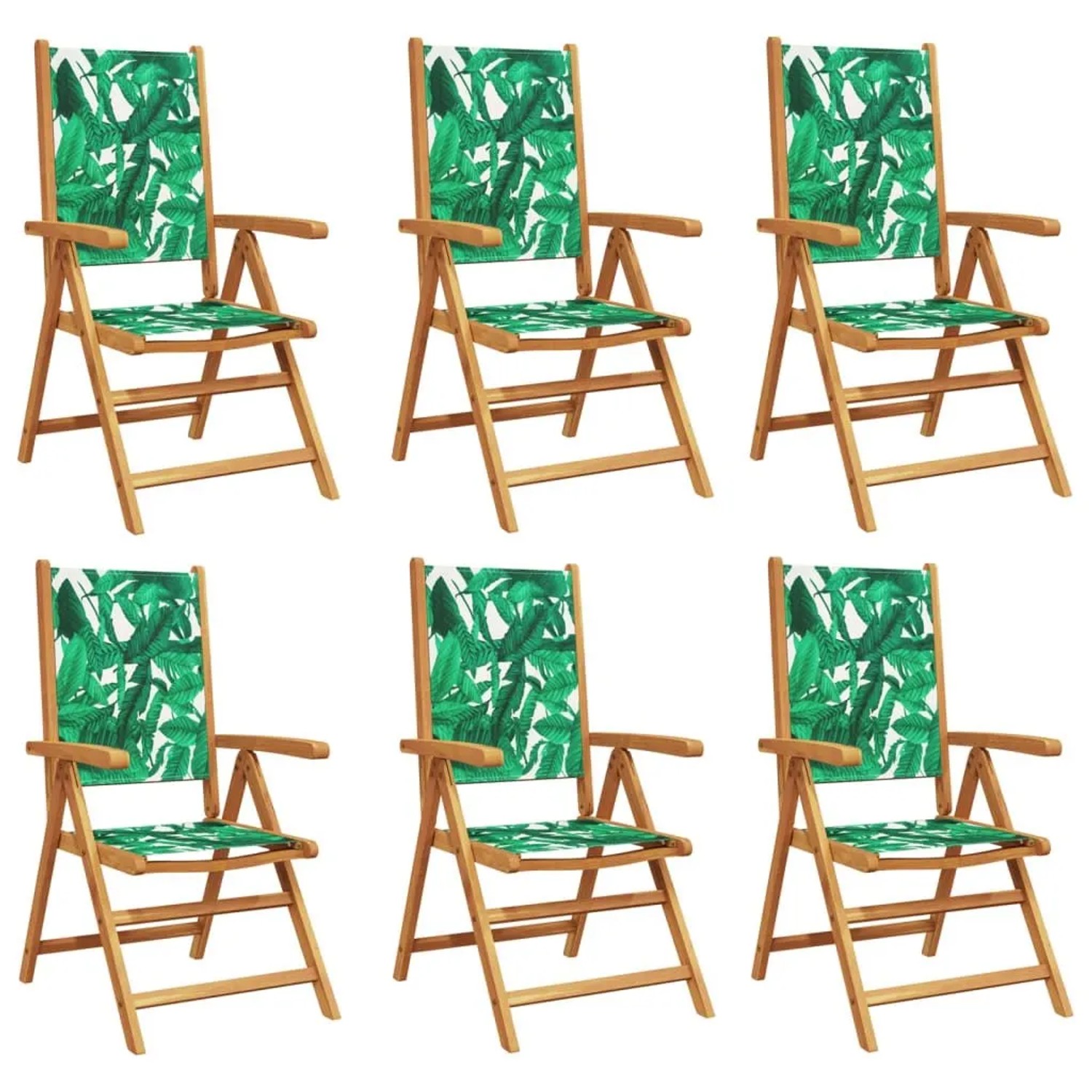 vidaXL Gartenstühle Verstellbar 6 Stk Grün Stoff und Massivholz 3214551