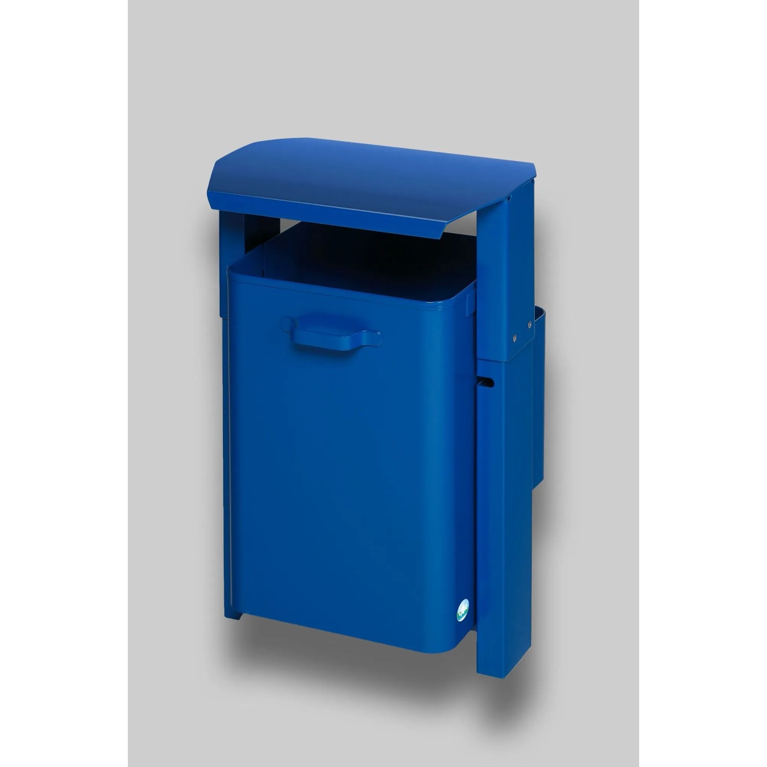 PROREGAL Klassischer Eckiger Abfallsammler Für Außenbereich Mit Dach Wand Oder Rohrbefestigung HxBxT 69 x 42 x 35 cm Blau