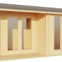 Lasita Holz-Gartenhaus Riverside, naturbelassen, mit Doppeltür und Fenstern.