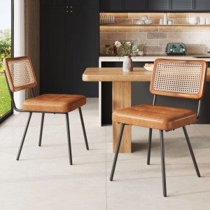 Merax Esszimmerstuhl 2Er Set Kunstleder Rattan Retro