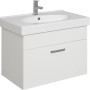Pelipal Waschbeckenunterschrank Quickset 312, 75 cm, Weiß Glanz mit Waschbecken und Chromgriff.