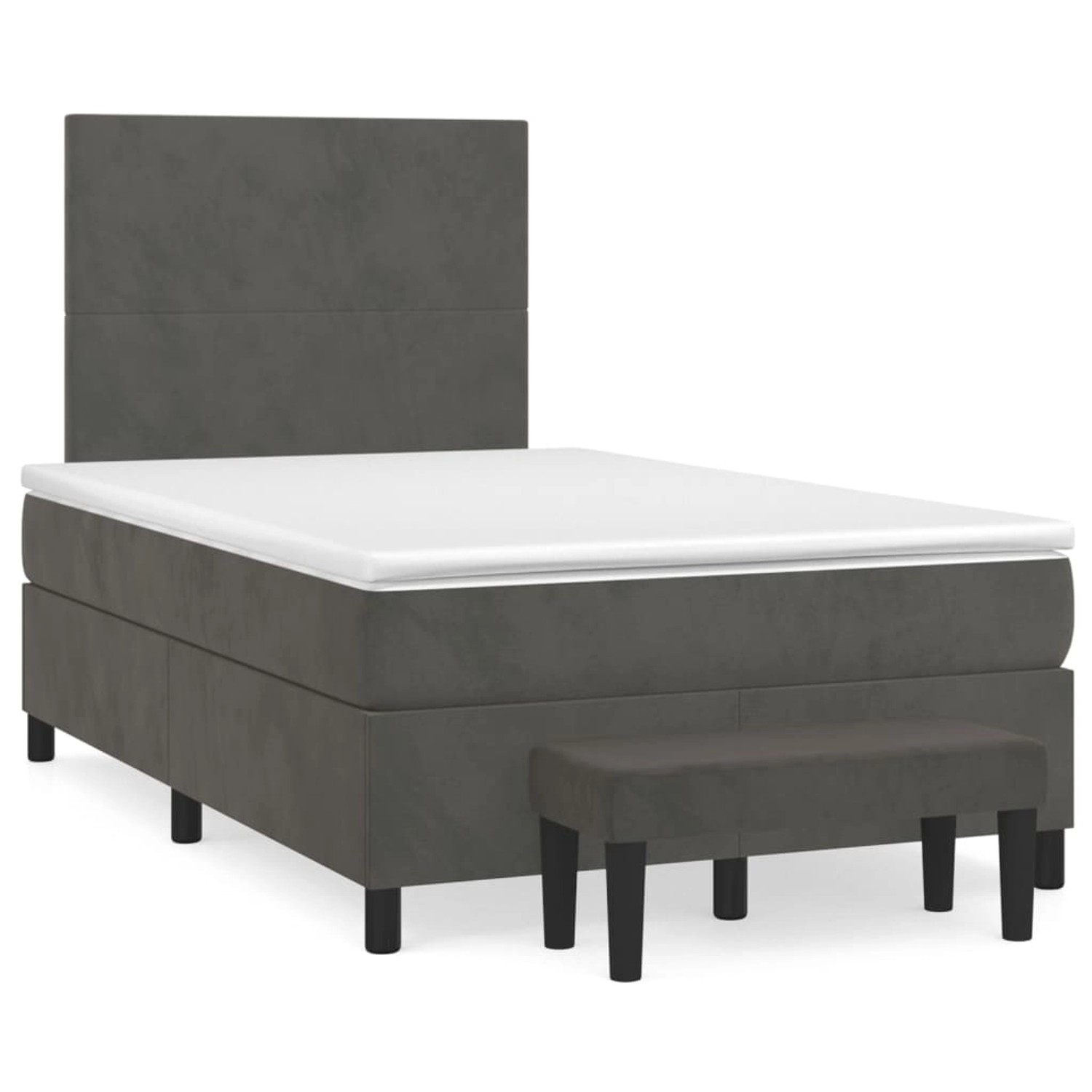 vidaXL Boxspringbett mit Matratze Dunkelgrau 120x200 cm Samt1398487 günstig online kaufen