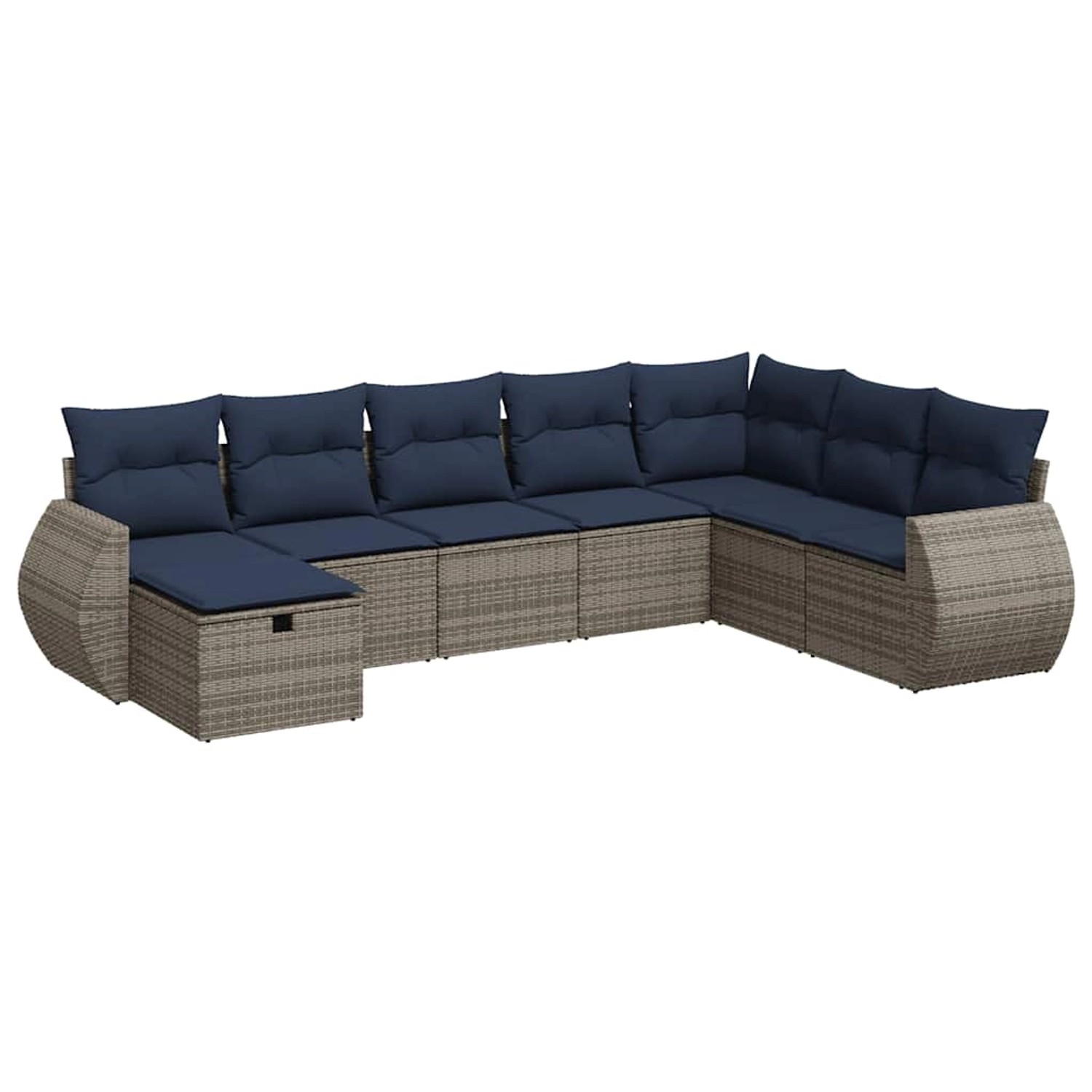 vidaXL 8-Tlg Garten-Sofagarnitur mit Kissen Grau Poly Rattan 3325637 günstig online kaufen