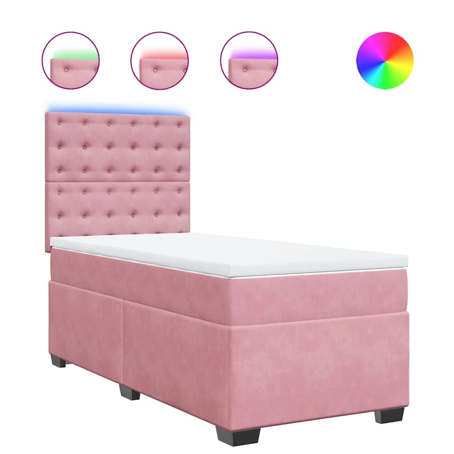 vidaXL Boxspringbett mit Matratze Rosa 90x190 cm Samt 3293103 günstig online kaufen