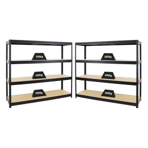 PROREGAL Mega Deal: 2 schwarze Schwerlastregale Dino, 180x200x60 cm, 500 kg Fachlast.