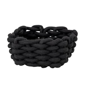 Schwarzer Schöner Wohnen Badkorb Melara S aus geflochtenem Baumwollseil.