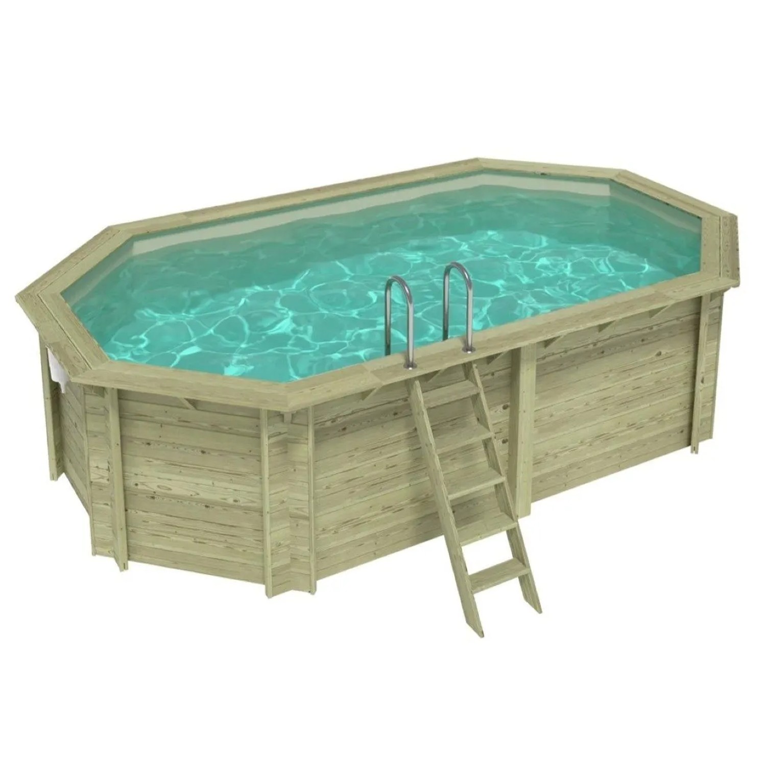 ALTANKA Holzpool Nemo 5,79x3,49 Höhe 1,45 m SANDFARBEN mit Einzubetonierendem Profil BAS7304OSPI3