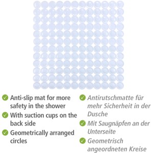 Wenko Duscheinlage Belem, 54x54 cm, weiß. Quadratische Duschmatte mit Saugnäpfen für sicheren Stand in der Dusche.