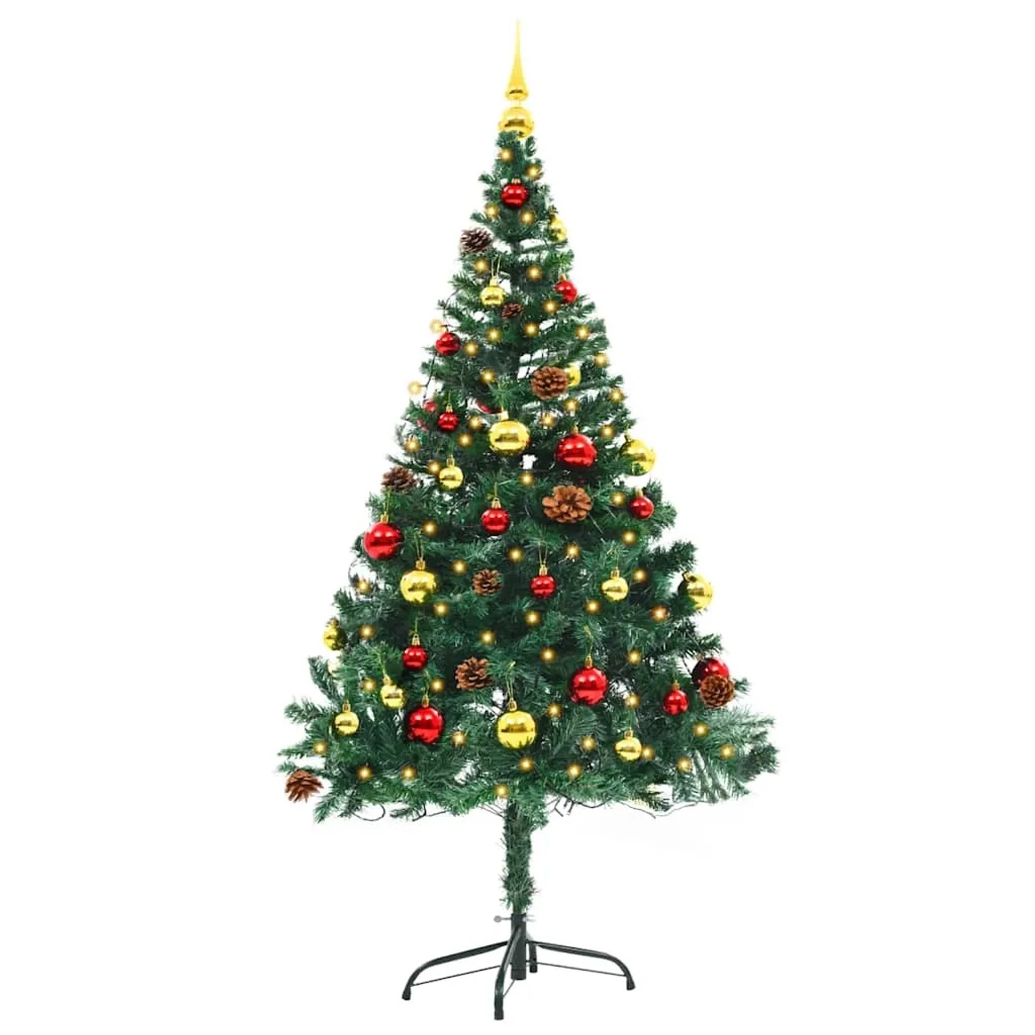 vidaXL Künstlicher Weihnachtsbaum mit Beleuchtung & Kugeln Grün 150 cm 321499