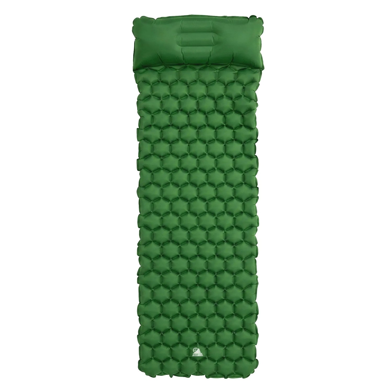 Grüne ECD Germany Isomatte Camping, 185x62x15 cm, aus Nylon mit Kopfkissen.