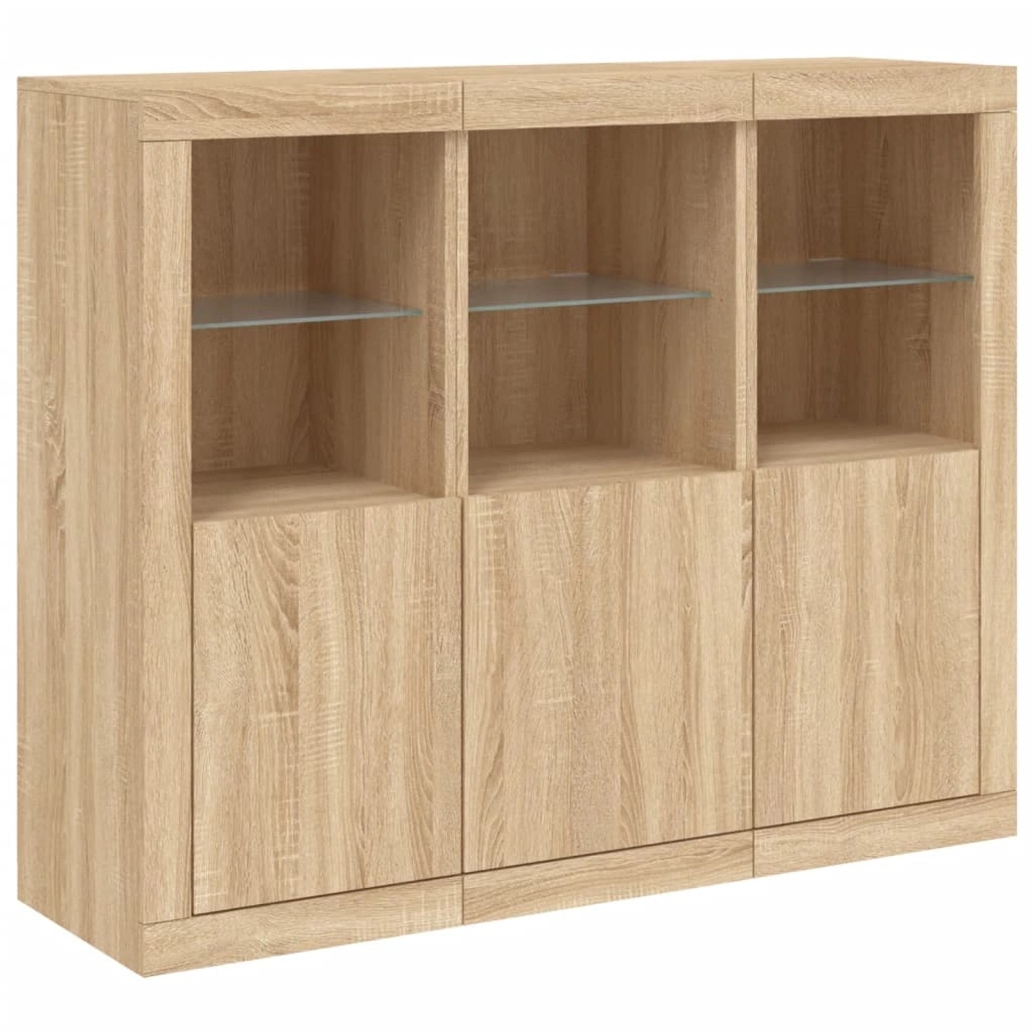 vidaXL Sideboards mit LED-Leuchten 3 Stk Sonoma-Eiche Holzwerkstoff 3209102 günstig online kaufen