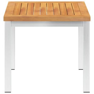 vidaXL Garten-Beistelltisch 45x45x38 cm Massivholz Akazie & Edelstahl 46492