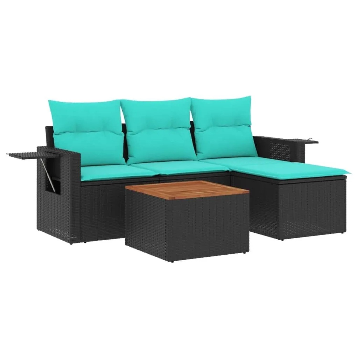 vidaXL 5-Tlg Gartensofa-Set mit Kissen Schwarzes Polyrattan 3224531 günstig online kaufen