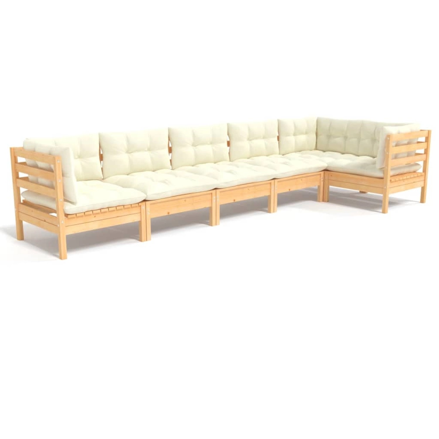 vidaXL 6-tlg Garten-Lounge-Set mit Creme Kissen Kiefernholz Modell 9 günstig online kaufen