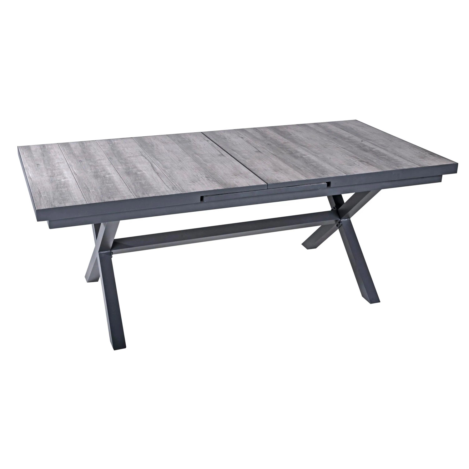 DELUKE Gartentisch JENS Aluminium Dunkelgrau 260x100x77cm Ausziehtisch Esstisch Wetterfest Outdoor Tisch
