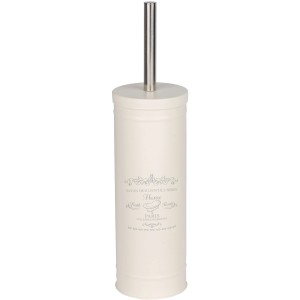 Wenko WC-Garnitur Home im Landhausstil, creme-farbener Stahl mit WC-Bürste und Halter.