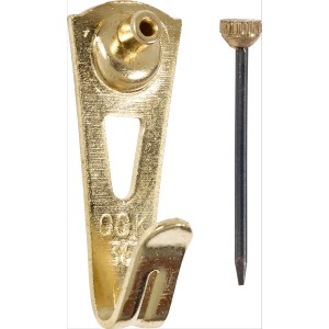 LUX Wandhaken Größe 1, vermessingt, 4er-Set mit Nagel zum Aufhängen von Deko.