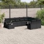 Schwarze 10-tlg. vidaXL Garten-Sofagarnitur aus Poly Rattan mit Kissen.