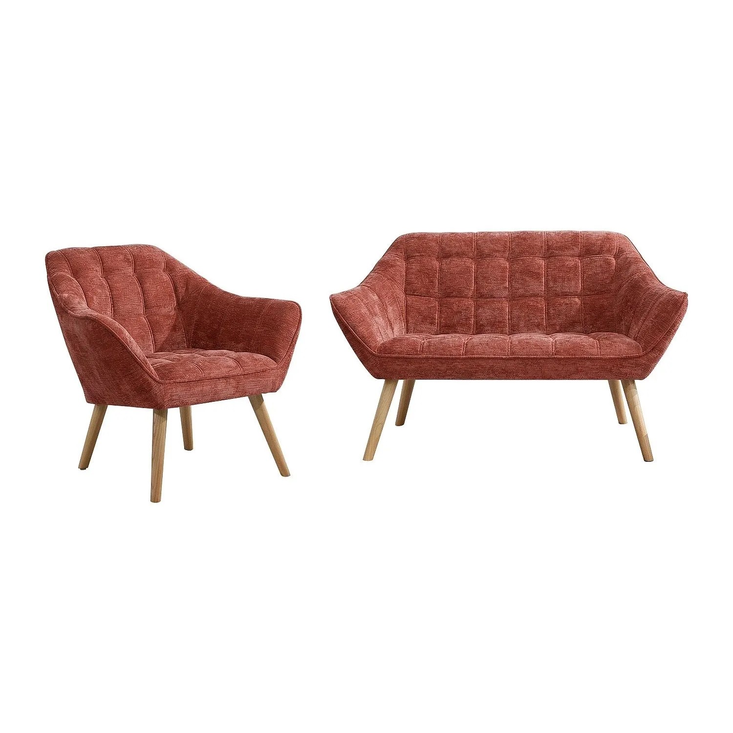 Vente-unique Couchgarnitur Mit Sessel Caserta Terracotta 82 cm  127 cm