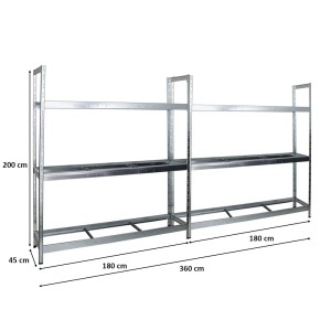 PROREGAL Mega Deal: 2 verzinkte Reifenregale Tiger XL, 200x180x45 cm, für bis zu 42 Reifen.