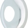 Verchromte Scharnierrosette, Ø 24,1 mm, zur Abdeckung von Wanddurchbrüchen.