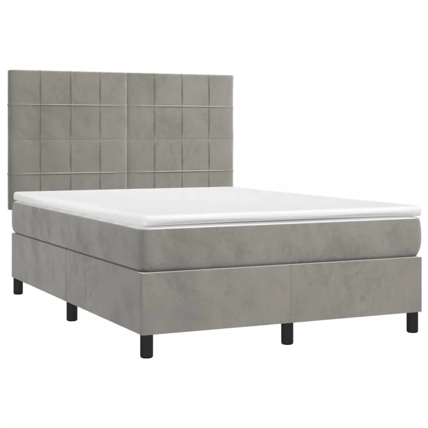 vidaXL Boxspringbett mit Matratze & LED Hellgrau 140x200 cm Samt 3136125 günstig online kaufen