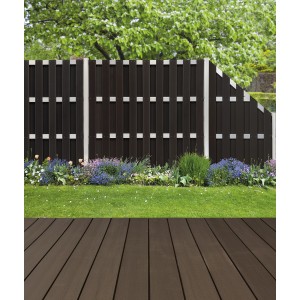 Elephant WPC Bohlenzaun Grace Line in Anthrazit, 180/90 x 90 x 3,3 cm, als Sichtschutz im Garten.