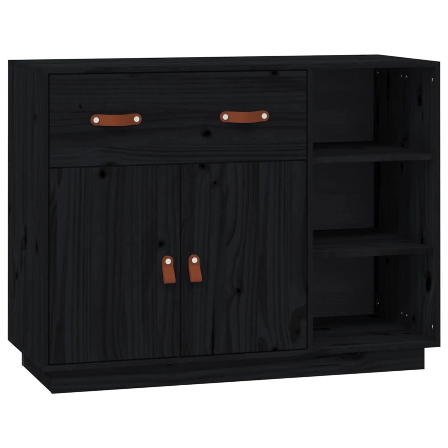 vidaXL Sideboard Schwarz 98,5x40x75 cm Massivholz Kiefer 820141 günstig online kaufen