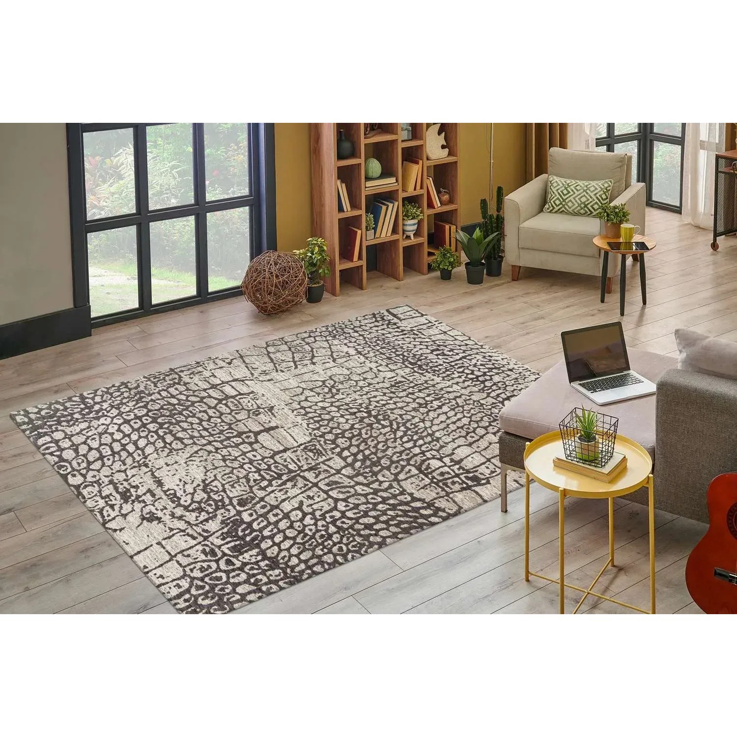 MeGusta Kurzflor Teppich Rosario, 120x170 cm, Grau im Vintage Used-Look Design.