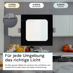 LUXULA LED Einbauleuchte 12W IP44-Geschützt 1200lm Lichtfarbe Einstellbar CCT 173x26mm Einbaustrahler Deckenspot Eckig Schwarz