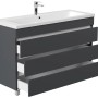 Posseik Badmöbel Fellini 120, Grafit, mit Waschbecken und 3 grifflosen Schubladen.