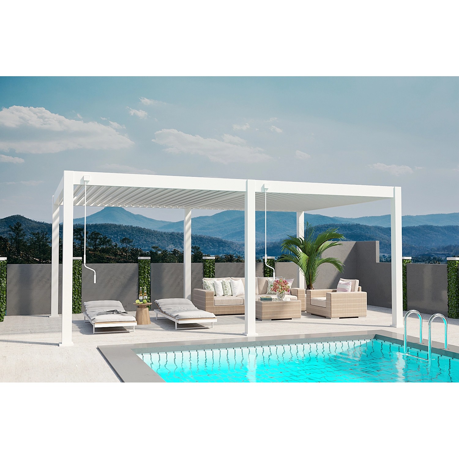 Weide Deluxe Plus Aluminium Pavillon 4 x 6 M Weiß Pergola Freistehend